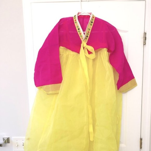 KOREAN TRADITIONAL DRESS Pink Yellow (3 Piece) Hanbok - Picture 3 of 16